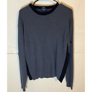 Dockers Mens XL Ribbed Knit Gray Black Long Sleeve Pullover Sweater 100% Cotton